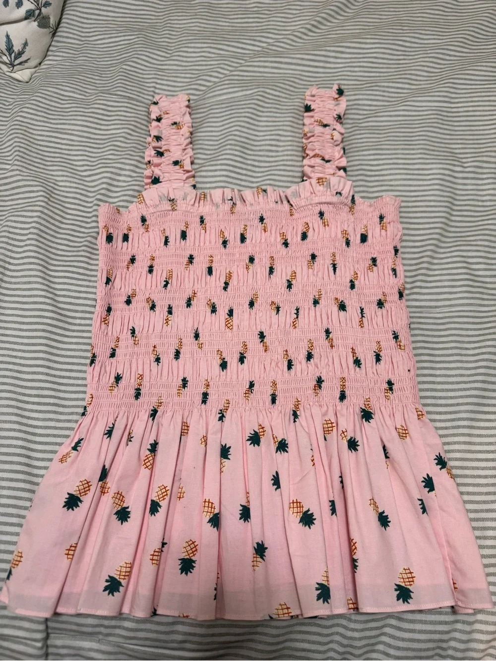 kate spade Pink Smocked Top with Pineapple Print